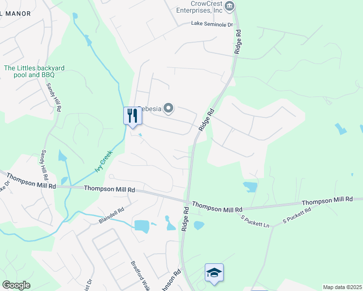 map of restaurants, bars, coffee shops, grocery stores, and more near 3141 Seneca Farm Lane in Buford