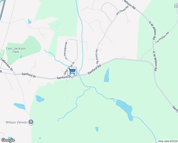 map of restaurants, bars, coffee shops, grocery stores, and more near 1019 Sanford Road in Nicholson