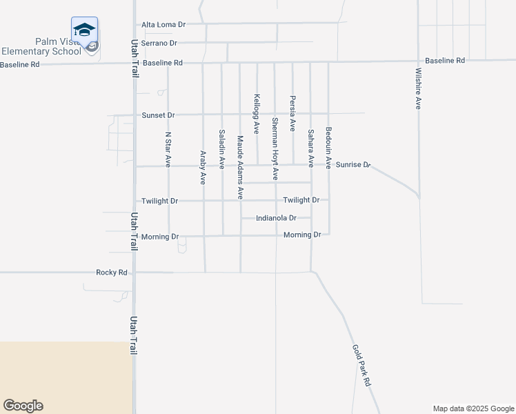 map of restaurants, bars, coffee shops, grocery stores, and more near 74849 Twilight Drive in Twentynine Palms