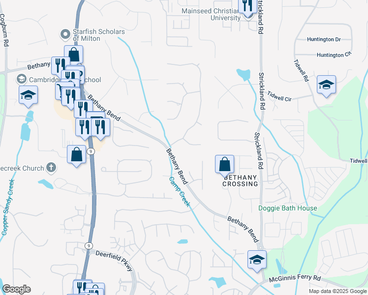 map of restaurants, bars, coffee shops, grocery stores, and more near 315 Aurelia Trace in Alpharetta