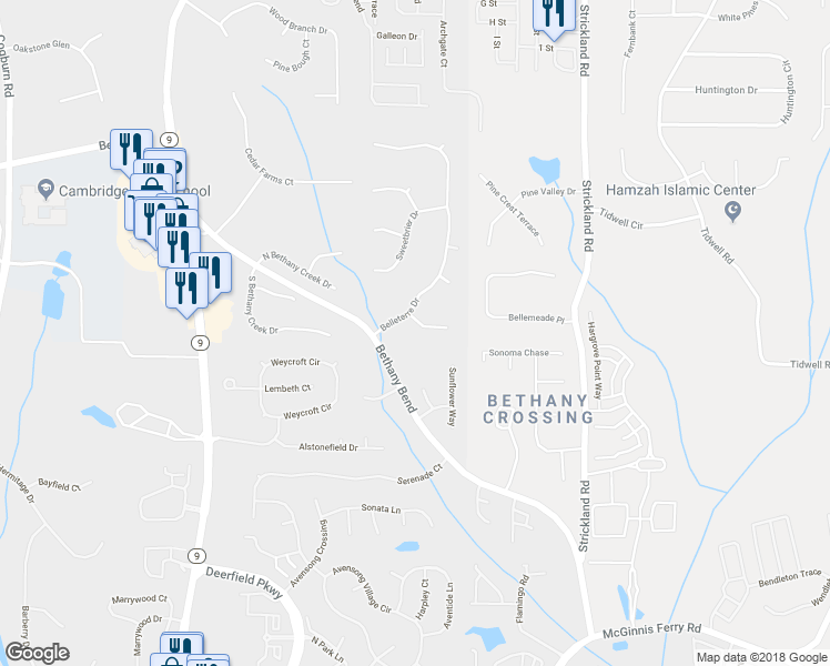 map of restaurants, bars, coffee shops, grocery stores, and more near 315 Aurelia Trace in Alpharetta