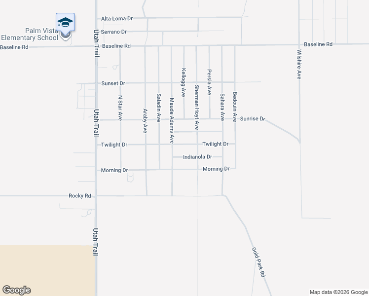 map of restaurants, bars, coffee shops, grocery stores, and more near 74849 Twilight Drive in Twentynine Palms