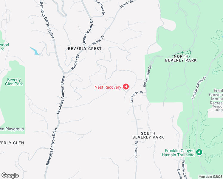 map of restaurants, bars, coffee shops, grocery stores, and more near 9624 Yoakum Drive in Beverly Hills