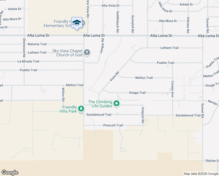 map of restaurants, bars, coffee shops, grocery stores, and more near 61119 Melton Trail in Joshua Tree