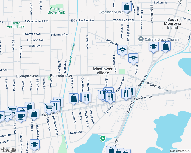 map of restaurants, bars, coffee shops, grocery stores, and more near 2735 Loganrita Avenue in Arcadia