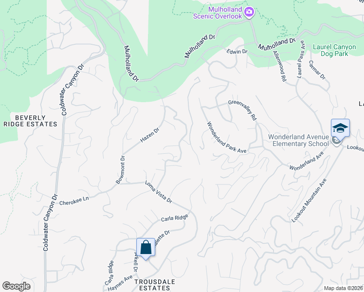 map of restaurants, bars, coffee shops, grocery stores, and more near 9031 Alto Cedro Drive in Beverly Hills