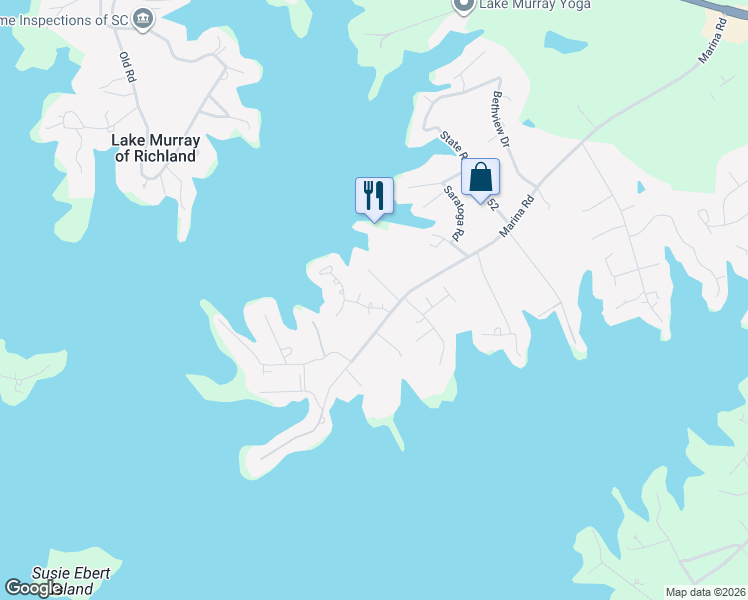 map of restaurants, bars, coffee shops, grocery stores, and more near 108 Beacon Point Road in Irmo