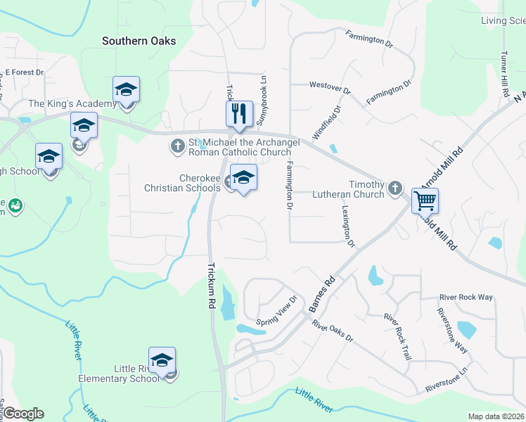 map of restaurants, bars, coffee shops, grocery stores, and more near 303 Stillwater Cove in Woodstock