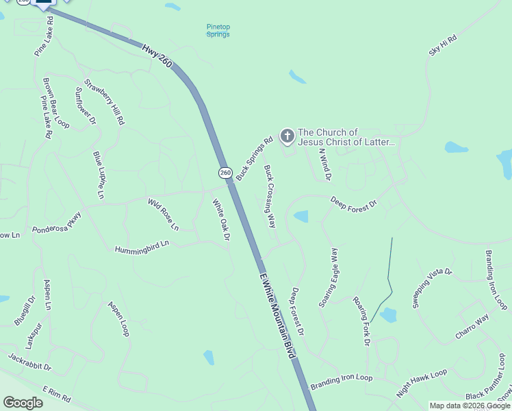 map of restaurants, bars, coffee shops, grocery stores, and more near 2892 Timber Line Road in Pinetop-Lakeside