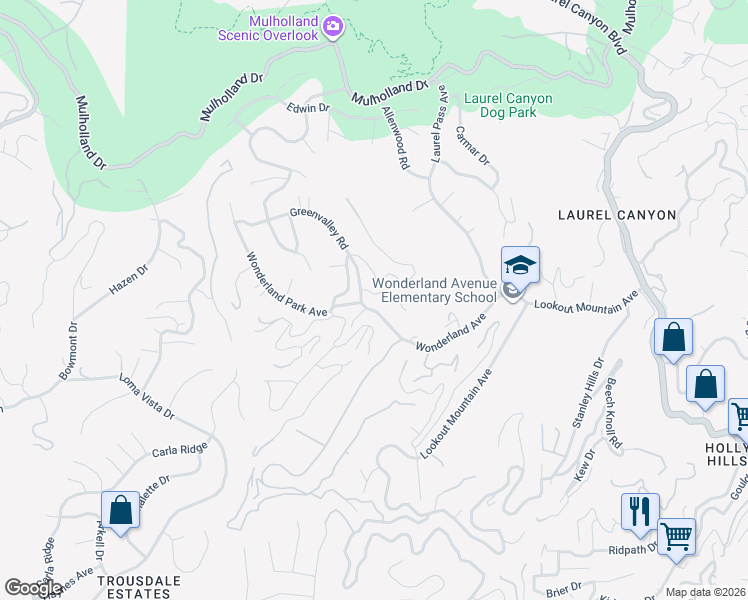 map of restaurants, bars, coffee shops, grocery stores, and more near 8766 Arlene Terrace in West Hollywood