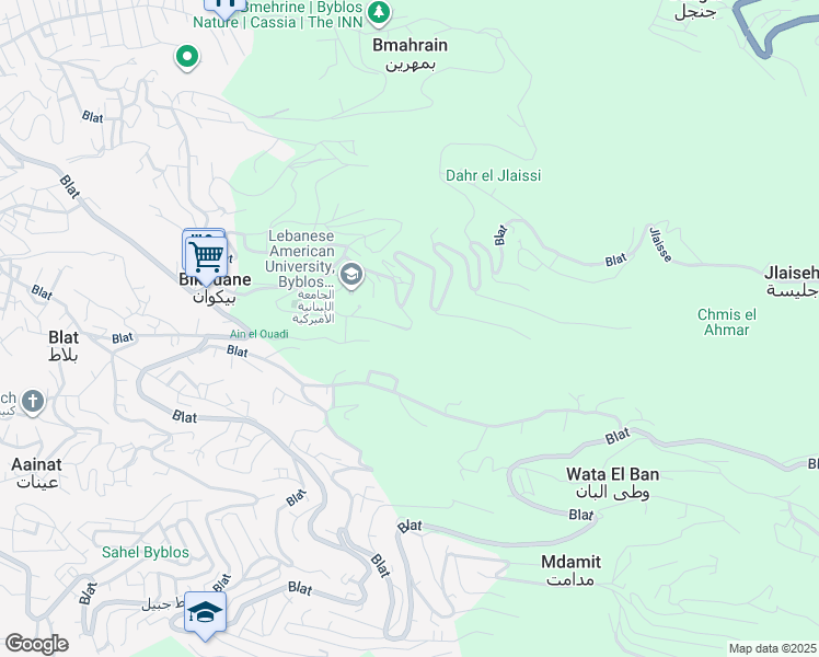 map of restaurants, bars, coffee shops, grocery stores, and more near in Blat