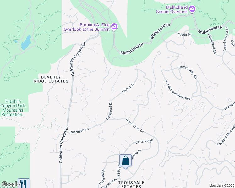 map of restaurants, bars, coffee shops, grocery stores, and more near 9333 Hazen Drive in Beverly Hills