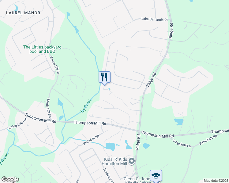 map of restaurants, bars, coffee shops, grocery stores, and more near 3935 Portico Run Drive Northeast in Buford