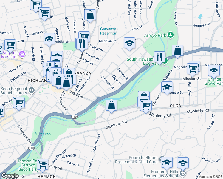 map of restaurants, bars, coffee shops, grocery stores, and more near 324 Chestnut Avenue in Los Angeles