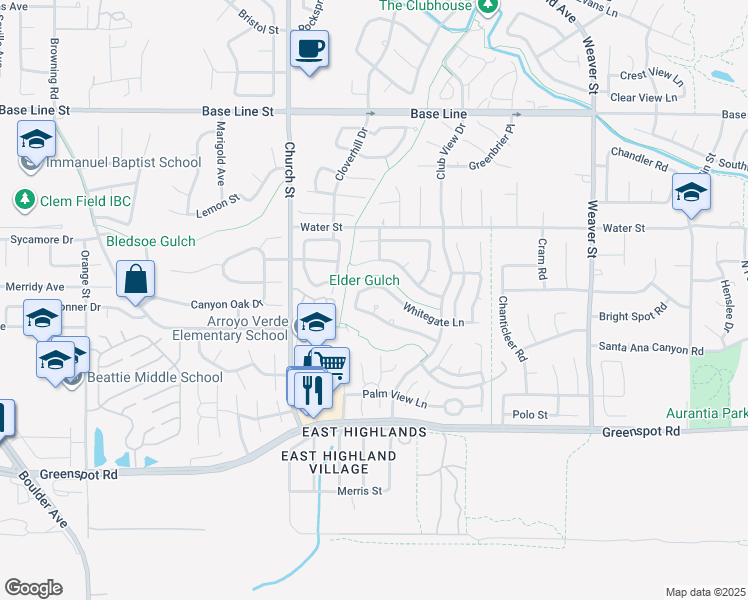 map of restaurants, bars, coffee shops, grocery stores, and more near 29088 Stonegate Court in Highland