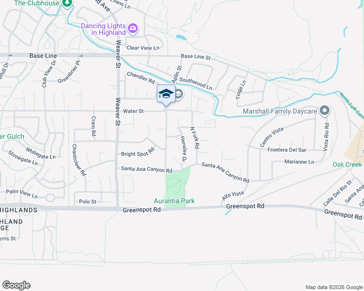 map of restaurants, bars, coffee shops, grocery stores, and more near 29762 Padilla Court in Highland