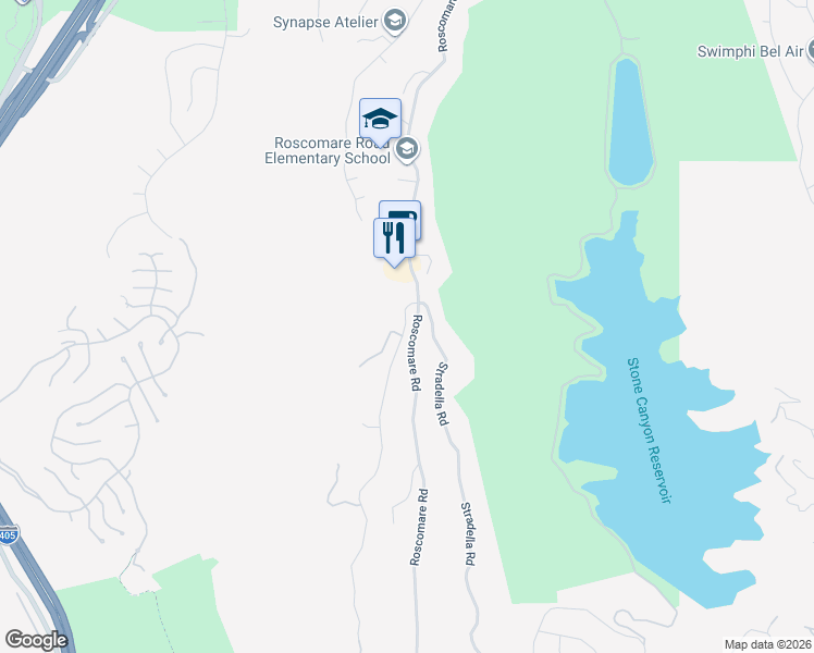 map of restaurants, bars, coffee shops, grocery stores, and more near 2260 Linda Flora Drive in Los Angeles