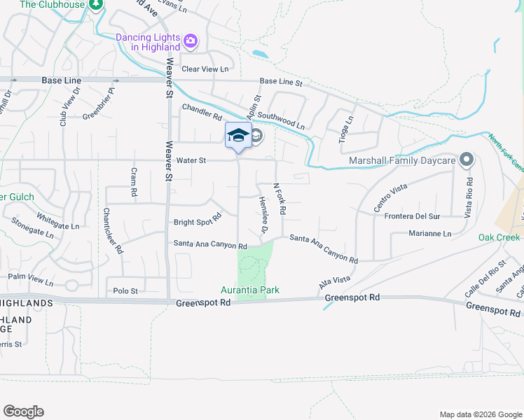 map of restaurants, bars, coffee shops, grocery stores, and more near 29762 Padilla Court in Highland
