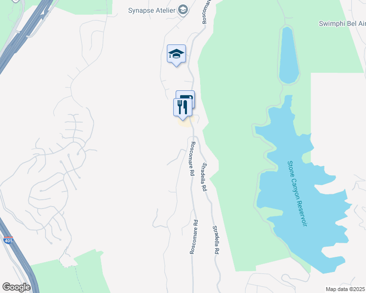 map of restaurants, bars, coffee shops, grocery stores, and more near 2259 Linda Flora Drive in Los Angeles