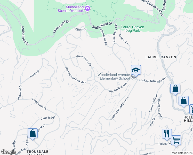 map of restaurants, bars, coffee shops, grocery stores, and more near 8766 Arlene Terrace in West Hollywood