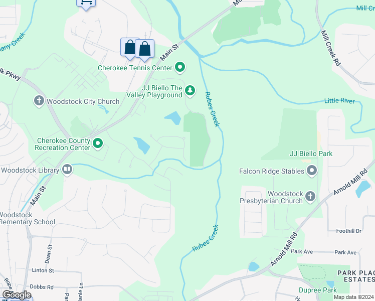 map of restaurants, bars, coffee shops, grocery stores, and more near 328 Spotted Ridge Circle in Woodstock