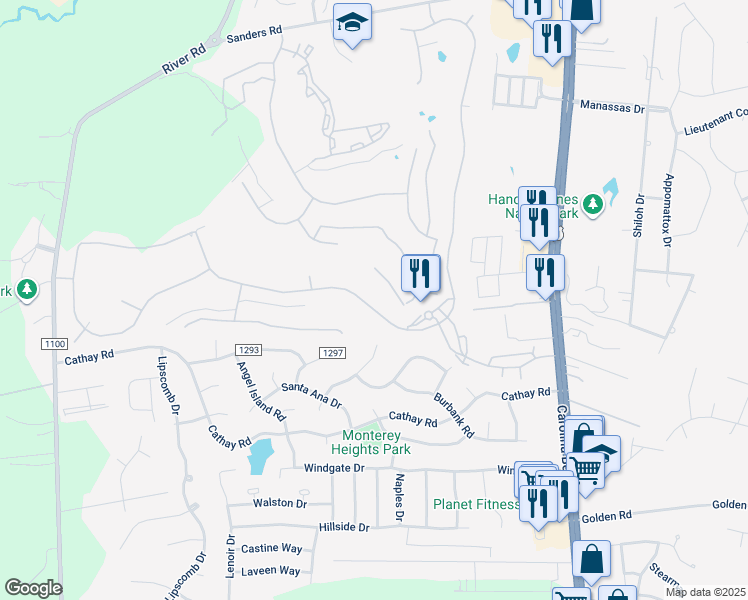 map of restaurants, bars, coffee shops, grocery stores, and more near 533 Rivage Promenade in Wilmington