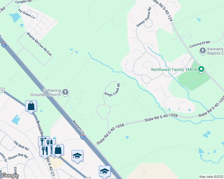 map of restaurants, bars, coffee shops, grocery stores, and more near 7 Rose Thorn Court in Irmo