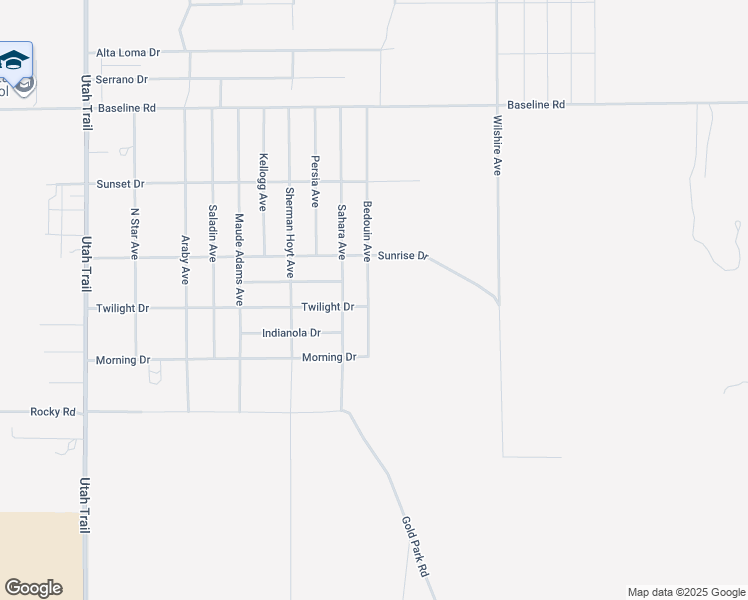 map of restaurants, bars, coffee shops, grocery stores, and more near 7677 Bedouin Avenue in Twentynine Palms