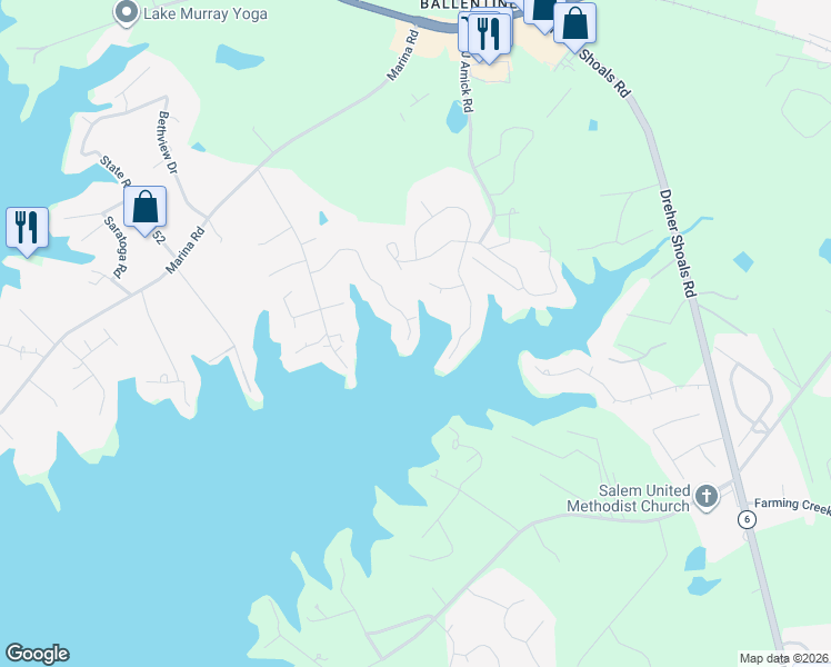 map of restaurants, bars, coffee shops, grocery stores, and more near 1053 Jones Road in Irmo