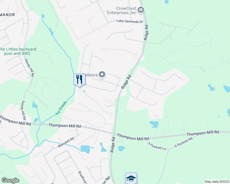 map of restaurants, bars, coffee shops, grocery stores, and more near 3141 Seneca Farm Lane in Buford