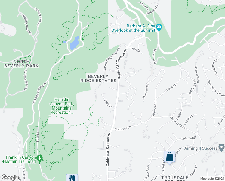 map of restaurants, bars, coffee shops, grocery stores, and more near 9572 Stuart Lane in Beverly Hills