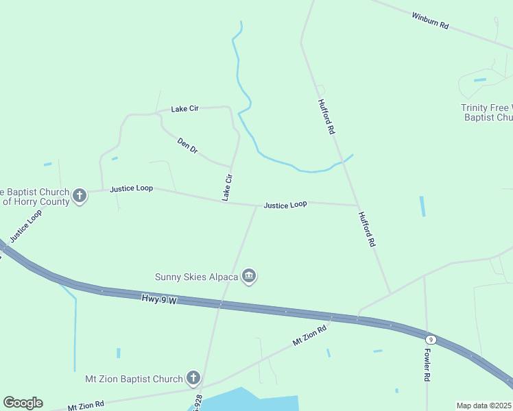 map of restaurants, bars, coffee shops, grocery stores, and more near 1408 Justice Loop in Loris