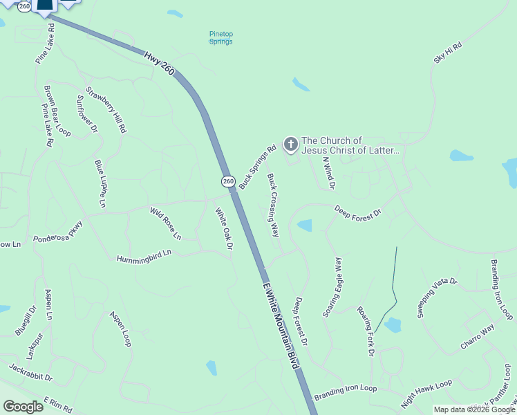 map of restaurants, bars, coffee shops, grocery stores, and more near 2892 Timber Line Road in Pinetop-Lakeside