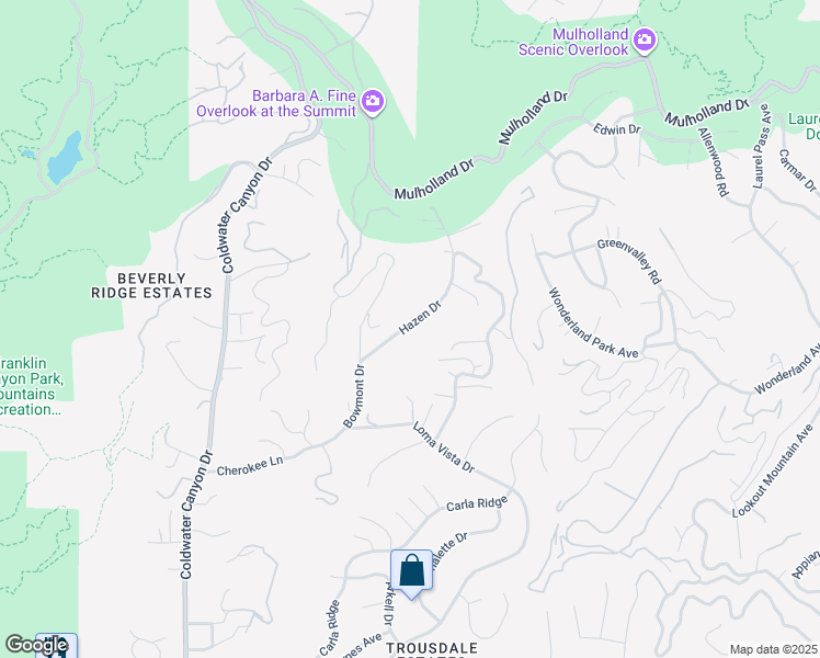 map of restaurants, bars, coffee shops, grocery stores, and more near 9300 Hazen Drive in Beverly Hills