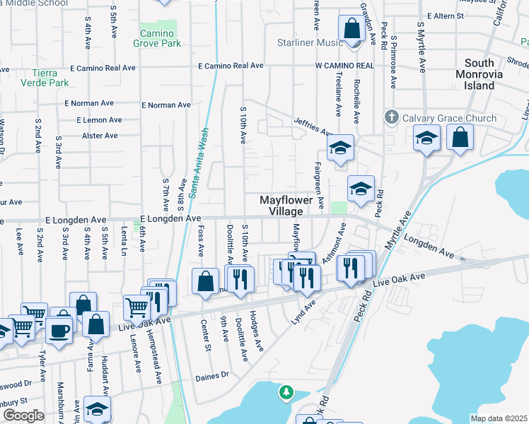 map of restaurants, bars, coffee shops, grocery stores, and more near 2735 Loganrita Avenue in Arcadia