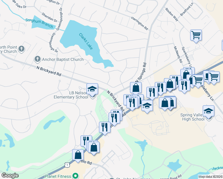 map of restaurants, bars, coffee shops, grocery stores, and more near 312 Valley Springs Road in Columbia