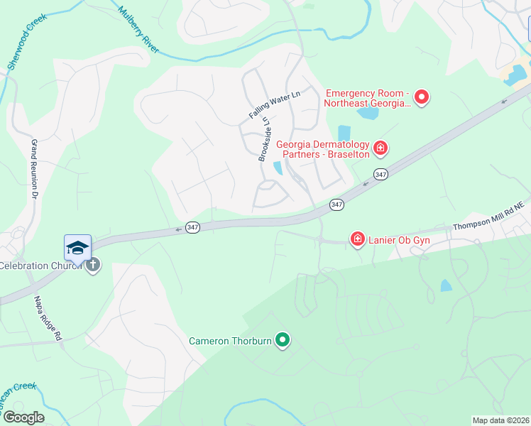 map of restaurants, bars, coffee shops, grocery stores, and more near 6347 Black Rock Lane in Hoschton