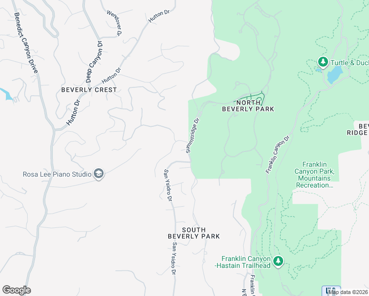 map of restaurants, bars, coffee shops, grocery stores, and more near 2227 Summitridge Drive in Beverly Hills