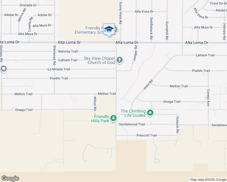 map of restaurants, bars, coffee shops, grocery stores, and more near 7566 Sunny Vista Road in Joshua Tree