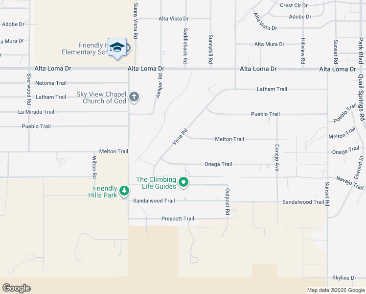 map of restaurants, bars, coffee shops, grocery stores, and more near 61119 Melton Trail in Joshua Tree