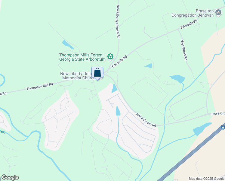 map of restaurants, bars, coffee shops, grocery stores, and more near 1925 Jesse Cronic Road in Braselton