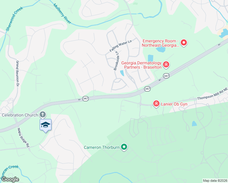 map of restaurants, bars, coffee shops, grocery stores, and more near 6409 Rockpoint Lane in Hoschton