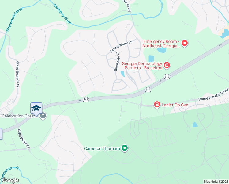 map of restaurants, bars, coffee shops, grocery stores, and more near 6409 Rockpoint Lane in Hoschton