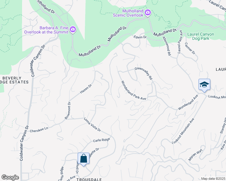 map of restaurants, bars, coffee shops, grocery stores, and more near 2424 Briarcrest Road in Beverly Hills
