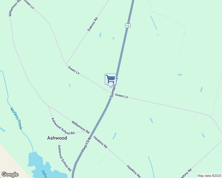 map of restaurants, bars, coffee shops, grocery stores, and more near Sumter Highway in Bishopville