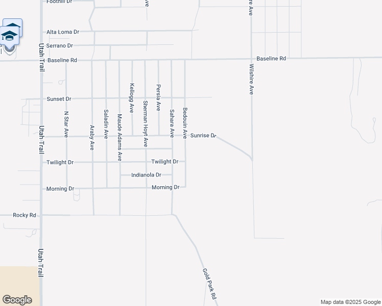 map of restaurants, bars, coffee shops, grocery stores, and more near 7677 Bedouin Avenue in Twentynine Palms
