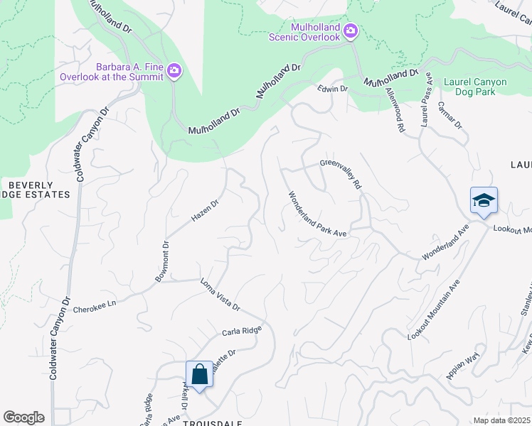 map of restaurants, bars, coffee shops, grocery stores, and more near 2424 Briarcrest Road in Beverly Hills