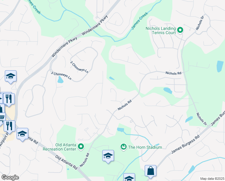 map of restaurants, bars, coffee shops, grocery stores, and more near 855 Great Glen Place in Suwanee