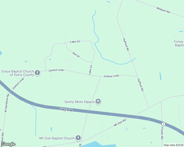 map of restaurants, bars, coffee shops, grocery stores, and more near 1327 Justice Loop in Loris