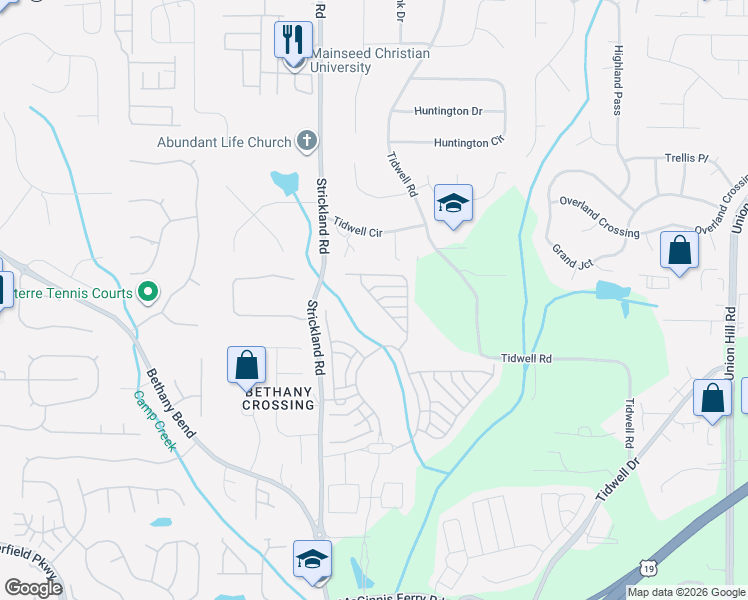 map of restaurants, bars, coffee shops, grocery stores, and more near 732 Tidwell Road in Alpharetta